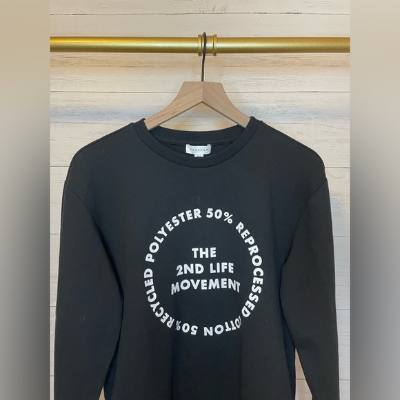 TopShop The 2nd Life Movement Sweatshirt Size 2 - Picture 2 of 6